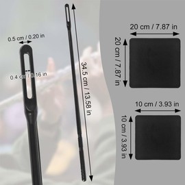 CONLI Flute Cleaning Kit 2 Flute Cleaning Rods with 6 Pack Flute Cleaning Cloth Musical Instruments Polishing and Cleaning Accessories - White, Gray, Black