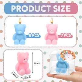 Dansib 15 Pcs Bear Baby Shower Candle Favor Bear Gender Reveal Party Favor for Guest Party Favor Boy or Girl Candle for Gender Reveal Baby Shower Party Favor(Pink, Blue)