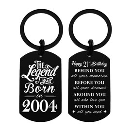 Yobent Happy 21 Birthday Gifts for Boys Girls, 21st Birthday Decorations for Men Women, 21 Years Old Bday Keychain, Born In 2004 Present