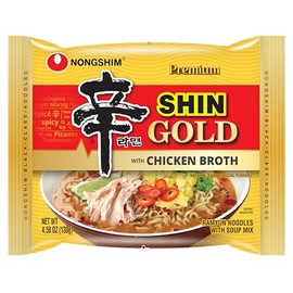Nongshim Ramen Noodles, Gourmet Instant Ramen, Premium Microwavable Noodle Soup, Shin Gold, 4.58 Ounce (Pack of 16)