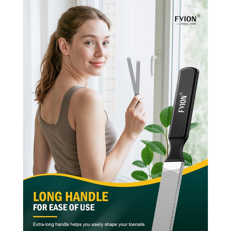 FVION 2 PCS Metal Long Nail File for Thick Nails