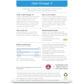 Healthspan Opti-Omega 3 Fish Oil Capsules | 750mg Omega 3 Fatty Acids per Capsule | Anti-Reflux Technology for Comfortable Digestion | Supports Brain, Heart & Eye Health | High-Absorption Formula | 2 Months’ Supply