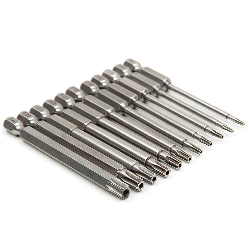 zmart Torx 75mm Long Driver Bit Set of 11 6.35mm