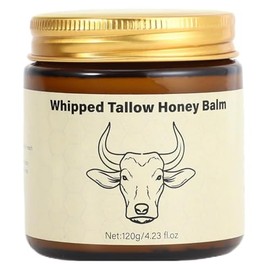Sebo de res para la piel, crema hidratante, sebo de res alimentado con pasto orgánico con bálsamo miel para pieles secas y sensibles, 4.23 OZ         