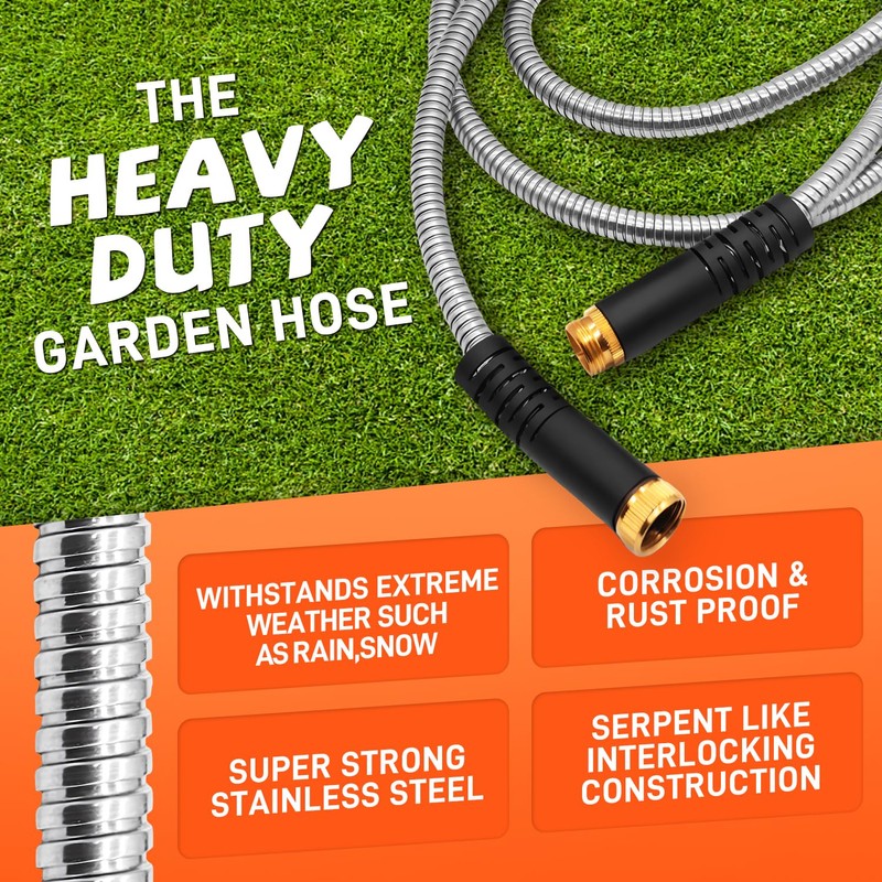 Besiter Garden Hose 100FT Stainless Steel Water Hose with 10