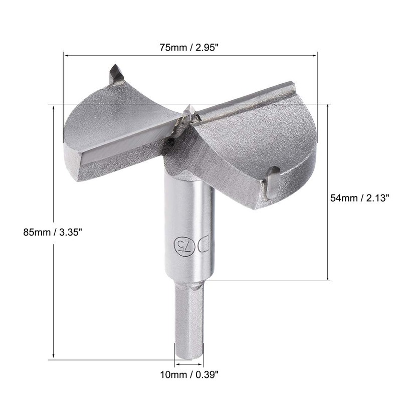 Sourcingmap Forstner Drill Bits 75mm, Tungsten Carbide Wood Hole Saw
