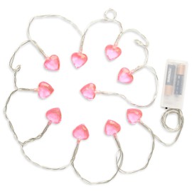 iscream 10 Light Pretty Pink Hearts 65" Long Battery Operated Light String