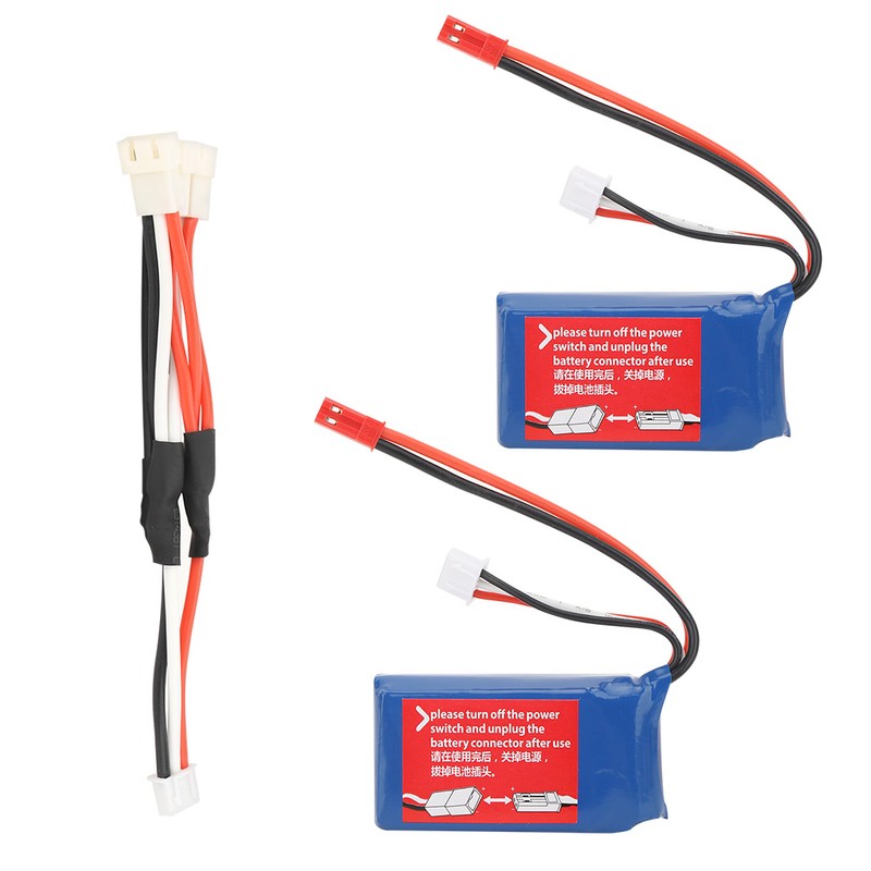 2Pcs 7.4V 1100mAh Lithium Battery with Charging Cable Fit for