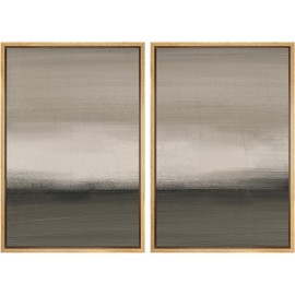 SIGNWIN Framed Canvas Print Wall Art Set Minimalist Neutral Gradient Illustration Modern Art Minimalism Decorative for Living Room, Bedroom, Office - 16"x24"x2 Natural