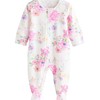 NEXT Floral Cotton Rompers, Pack of 3, pink