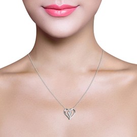 Sofia Milani - Women's Necklace 925 Silver with Zirconia Stones - Heart Pendant - 50139, Sterling Silver, Cubic Zirconia