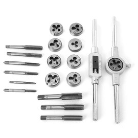 20pc High Carbon Steel Tap and Die Set M3- Thread Re-Threading Kit with Plastic Box/Cover for D Steel Aluminum Oy Professional Hand Tools