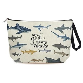 Shark Themed Gifts for Daughter Granddaughter Sister Sharks Lover Birthday Gift for Niece Friends Gifts for Shark Lovers Makeup Bag for Women Girls Daughter Sis Sister Cosmetic Bag