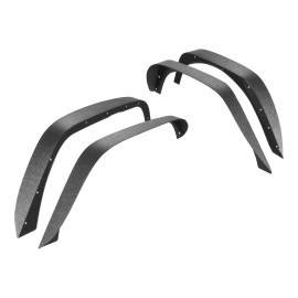 2007-2018 Jeep JK/JKU 2/4 Doors Car Deflectors Fine-Textured Black Paintable Front Rear Fender Flares Compatible Off-RoadDefault: Default