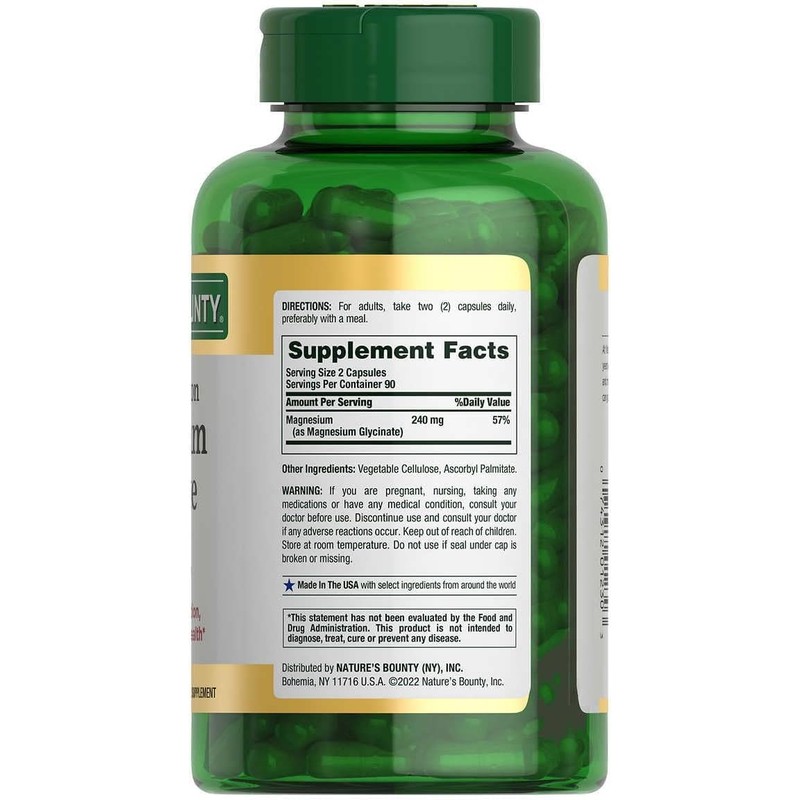 Nature's Bounty High Absorption Magnesium Glycinate 240mg 180 Capsules