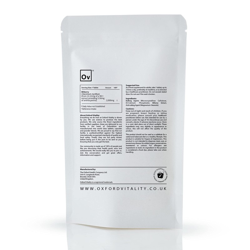 Bilberry Extract Supplements | 2000mg Tablets | Natural Aid |
