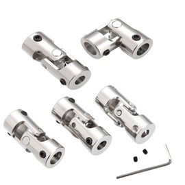 Pack of 5 Metal Shaft Couplings, Motor Connector, Universal Joint, Shaft Couplings, Universal Joint Steering Shaft Coupler, Steering Shaft, Gimbal Connector for Boat, Car, Spare Parts, with Allen Key