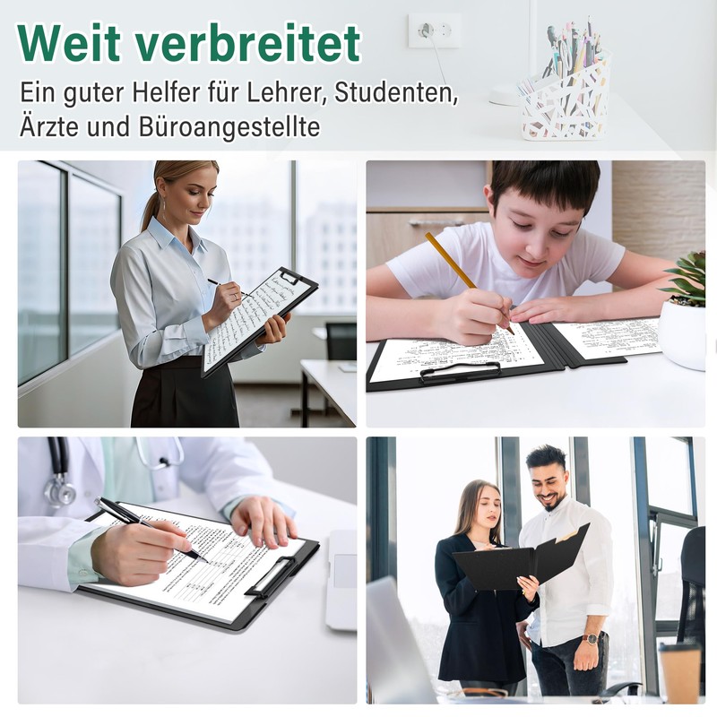 A4 Clipboard with Lid, A4 Writing Case with 2 Clips,
