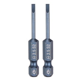 HARFINGTON 2pcs SL2.5 Magnetic Slotted Screwdriver Bits 2.5mm S2 Steel Flat Head Screwdriver Bit 1/4" Hex Shank Screw Driver Drill Bits 50mm (2") Long for Screws
