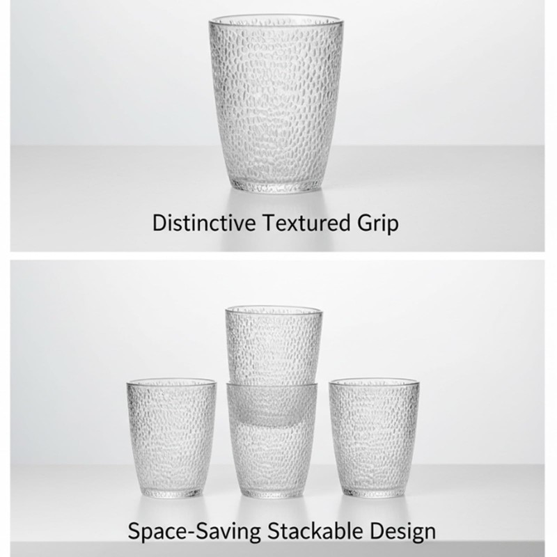 YINPIXUS Clear Acrylic Drinking Glasses Set of 6, Plastic Cups