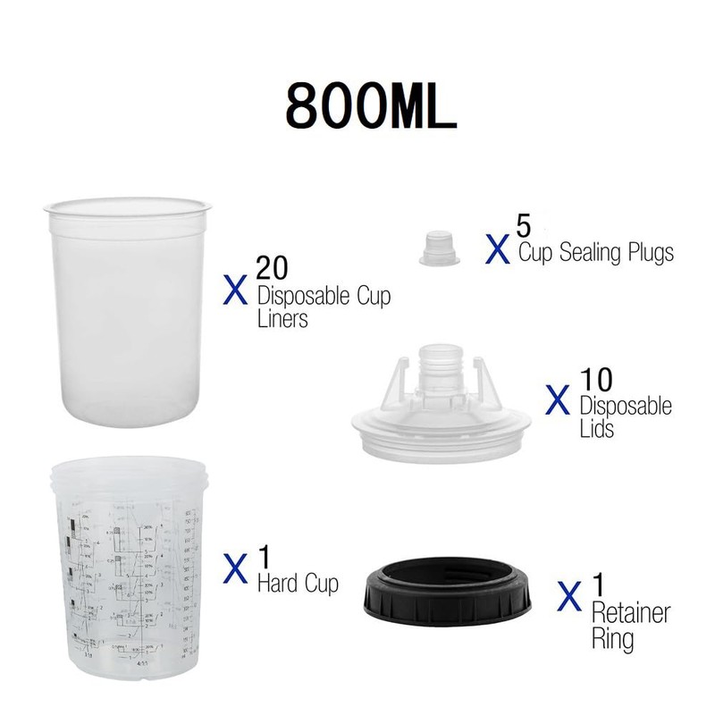 20 Packs 27Oz (800ML) Disposable Paint Spray Gun Cup Liners