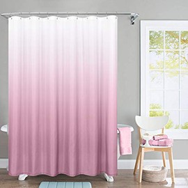 jinchan Ombre Shower Curtain Pink for Bathroom Waterproof Gradual Color Design Fabric Shower Curtain Hooks Included with Rings 72 inch Long One Panel