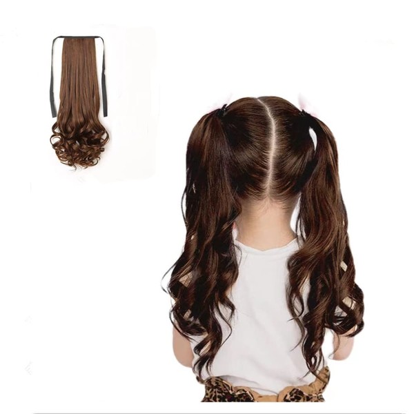 Kids' Curl Ponytail, Cute, Twin Tail, For Children, Wig, Extension,