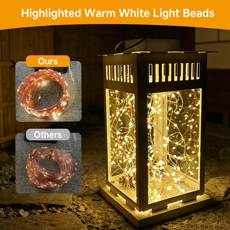 Nextpal 16ft 50 LED Solar Copper String Lights Outdoor, Waterproof
