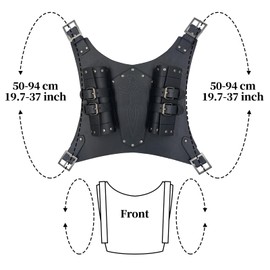 HiiFeuer Medieval Faux Leather Embossed Double Back Sword Frog, Adjustable Renaissance Knight Mercenary Sword Holster (Black A)