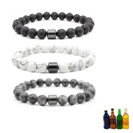 KOFISNI Anti Alcohol Bracelet for Women Men Quit Smoking Drinking Bracelets Anti Anxiety Hematite Beads Bracelet Relieve Anxiety and Stress Health Jewelry Gifts (3 Pcs)