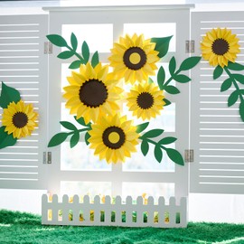 EASY JOY 6Pcs Sunflower Paper Flower Decorations for Wall 3D Large Artificial Yellow Paper Flowers for Indoors Outdoors Baby Showers Birthday Home Spring Summer Party Decorations