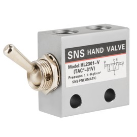 SNS Pneumatic 3 Position 2 Port Toggle Switch G1/8 Pneumatic Mechanical Valve HL2301 Pressure 1.5-8kgf/cm²