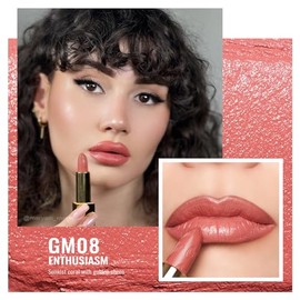 OULAC Lippenstift Metallic Glanz Finish, Koralle Langanhaltender Glitzer Lippenstifte, Feuchtigkeit und Glanz f√ºr die Lippen, Intensive Farbe Feine Textur, Vegan, 4.3g (GM08) Enthusiasm