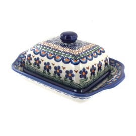 Polish Pottery Aztec Flower Butter Dish