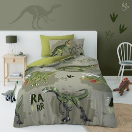 GC GAVENO CAVAILIA Dinosaur Duvet Cover Set - Breathable Quilt Covers Polycotton - Reversible Bedding Set with Pillowcase - Kids Comforter Bed Cover (135 x 200 cm)