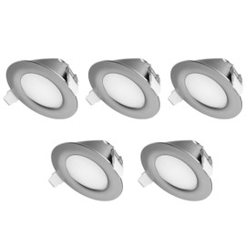 Ultra-Slim Recessed LED Spotlights IP44, Also Suitable for Bathroom Use, Warm White, 4 W 230 V, Round White Frame (Pack of 5)