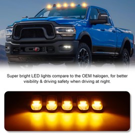 SHINEFIT 5PCS LED Cab Roof Lights Replacement for 2019-2024 Ram 2500 3500 4500 5500 Clear Amber Cab Clearance Lights for Ram Trucks