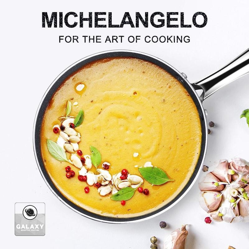 MICHELANGELO Sauce Pan with Glass Lid, Granite Nonstick Sauce Pan
