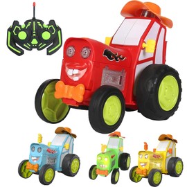 LYYCLFQ Jump Remote Control Tractor Stunt Car, Crazy Jumping Car Toys, 360° Rotating Remote Control Car, Remote Control Car for Kids, Wireless Remote Dancing Stunt Car, for Christmas (Red)