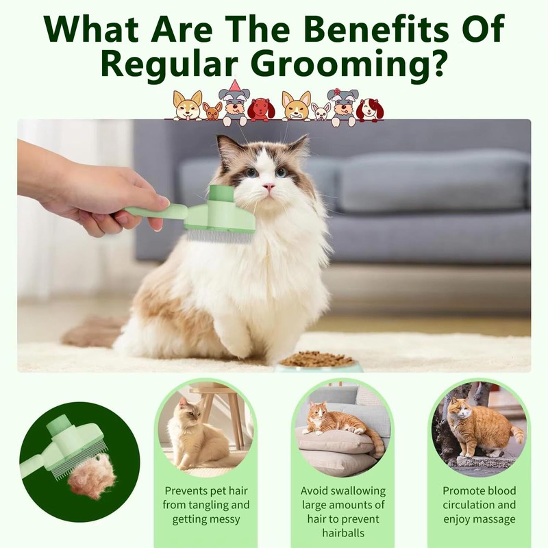 EYBDYB Self-Cleaning Cat & Dog Comb – 2-in-1 Pet Hair