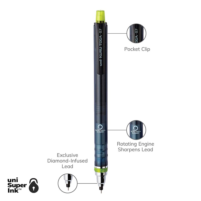 uni-ball Kuru Toga Mechanical Pencil with 0.7 mm Lead Refills