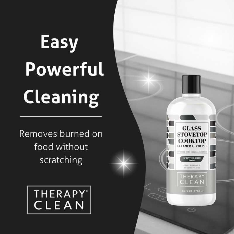 Therapy Glass Cooktop Cleaner Bundle with Microfiber Cloth - Glass
