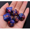 CREEBUY Blue Mix Red DND Glitter Dice Set for Dungeon