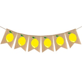 HOMSFOU Lemon Garland Decorative Garland Hessian Banner Bunting With Lemon Flag Hanging Banner With Dovetail Flag In Summer
