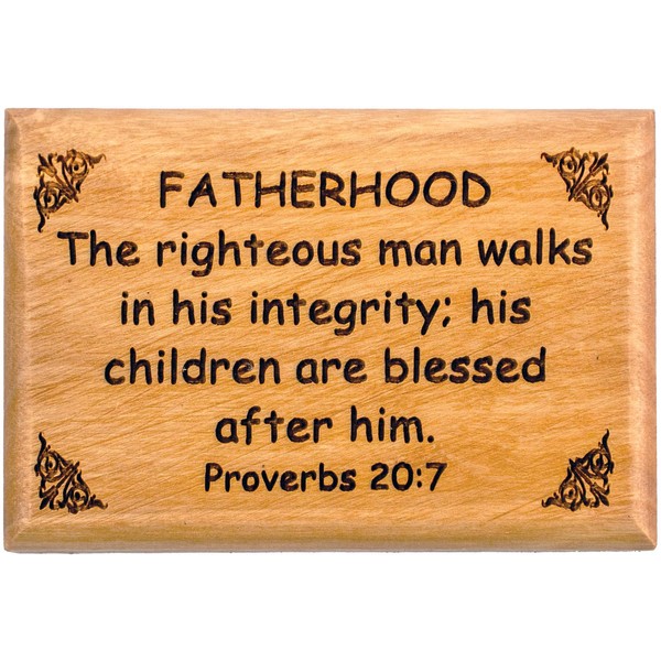 Bible Verse Fridge Magnets, Fatherhood - Proverbs 20:7, 1.6" x
