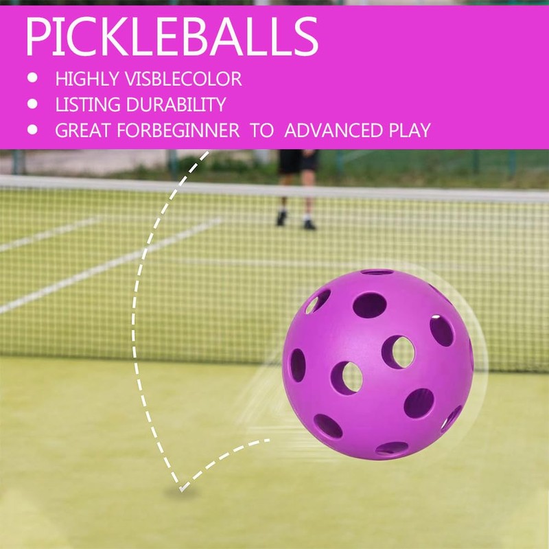 12 Pack Pickleball Balls, 40 Holes Outdoor Pickleballs, High Elasticity