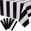 Kesfey 5 Packs Black and White Horizontal Striped Table Cloth