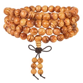 Nupuyai 108 Mala Beads Player Wood Bracelet Men Women, Beaded Wrap Bracelet Tibetan Necklace Meditation Yoga Jewelry