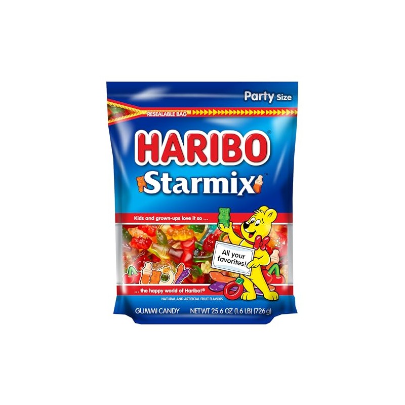 HARIBO Gummi Candy, Starmix Gummy Candy, 25.6 Ounce Resealable Party