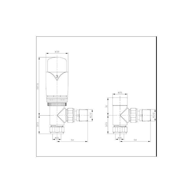 Hot Flow | Marella Modern Thermostatic Radiator Valve Angled TRV